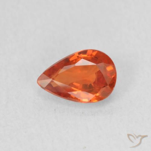 0.53ct Naturale Arancio Medio Zaffiro, Forma a pera, VS