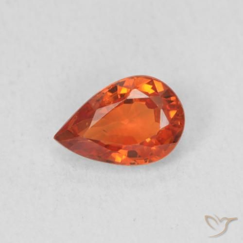 0.59ct Naturale Arancione rossastra Zaffiro, Forma a pera, VS