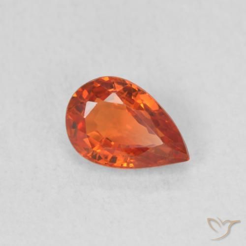 Zaffiro Arancione rossastra naturale da 0.59 ct, Forma a pera, VS