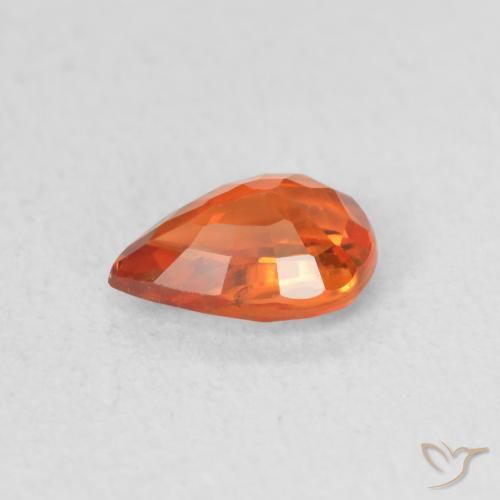 Zaffiro Arancione rossastra naturale da 0.59 ct, Forma a pera, VS