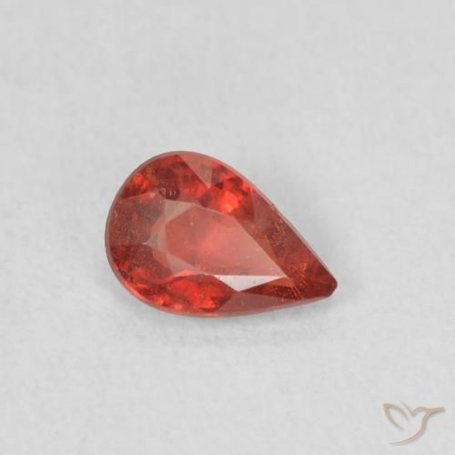 Zaffiro Rosso cremisi brillante naturale da 0.43 ct, Forma a pera, VS