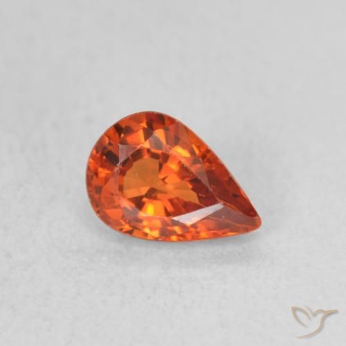 Zaffiro Arancia Fuoco naturale da 0.61 ct, Forma a pera, VVS-VS