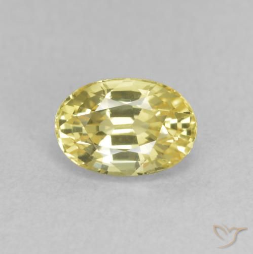 0.81ct Naturale Giallo chiaro Zaffiro, Ovale, VVS