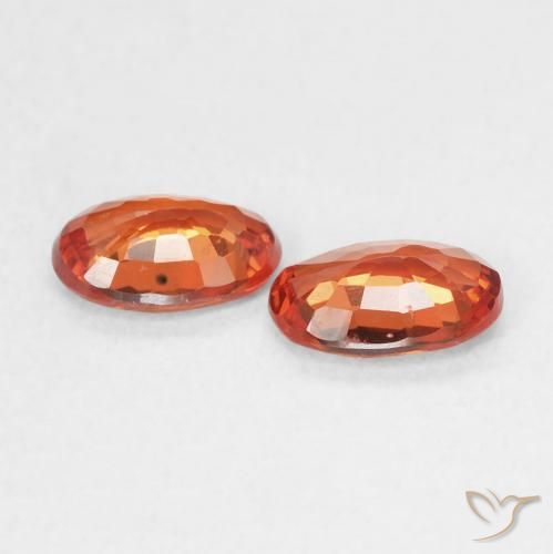 Gemme di Zaffiro Arancione rossastra naturale da 1.11 ct, Ovale, VS