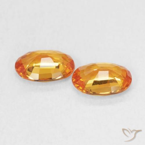 Gemme di Zaffiro Arancione brillante naturale da 1.01 ct, Ovale, VS
