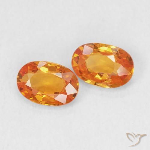 Gemme di Zaffiro Arancione brillante naturale da 1.15 ct, Ovale, VS