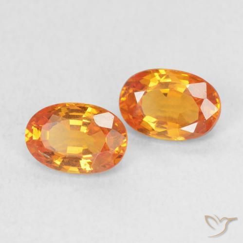 Gemme di Zaffiro Arancione brillante naturale da 1.29 ct, Ovale, VVS-VS