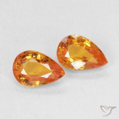 1.09ctw Naturale Arancione brillante Zaffiro, Forma a pera, VS