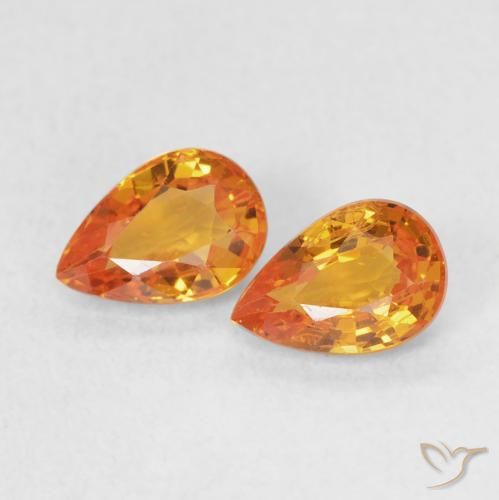 Gemme di Zaffiro Arancione brillante naturale da 1.09 ct, Forma a pera, VS