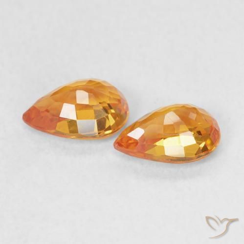 Gemme di Zaffiro Arancione brillante naturale da 1.09 ct, Forma a pera, VS