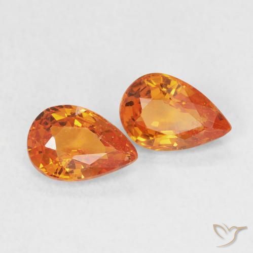 Gemme di Zaffiro Arancione brillante naturale da 1.07 ct, Forma a pera, VS