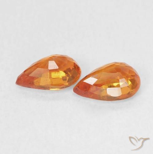 Gemme di Zaffiro Arancione brillante naturale da 1.07 ct, Forma a pera, VS