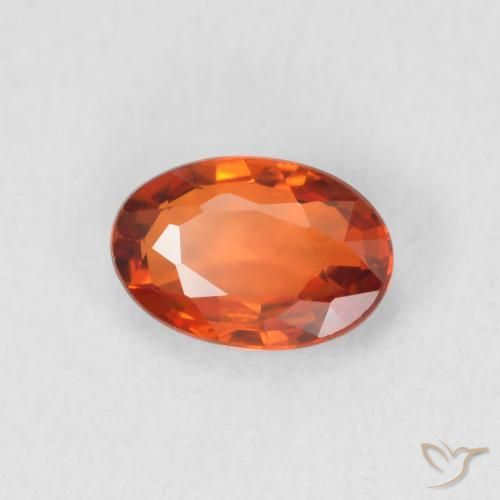Zaffiro Arancione rossastra naturale da 0.64 ct, Ovale, VVS