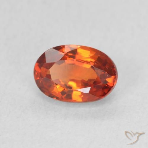 Zaffiro Arancione rossastra naturale da 0.78 ct, Ovale, VVS
