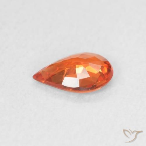 Zaffiro Arancio Medio naturale da 0.35 ct, Forma a pera, VVS