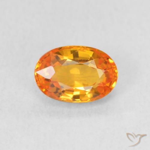 0.64ct Naturale Arancione brillante Zaffiro, Ovale, VVS