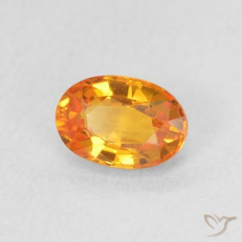 Zaffiro Arancione brillante naturale da 0.64 ct, Ovale, VVS
