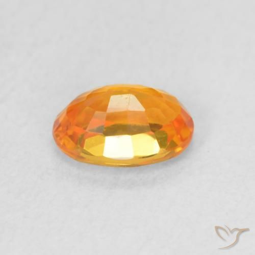 Zaffiro Arancione brillante naturale da 0.64 ct, Ovale, VVS