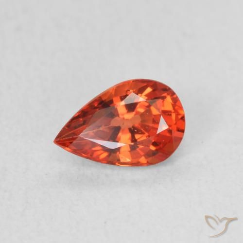 0.49ct Naturale Arancione rossastra Zaffiro, Forma a pera, VVS