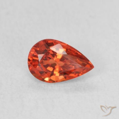 Zaffiro Arancione rossastra naturale da 0.49 ct, Forma a pera, VVS