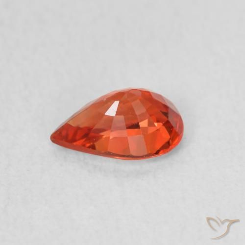 Zaffiro Arancione rossastra naturale da 0.49 ct, Forma a pera, VVS