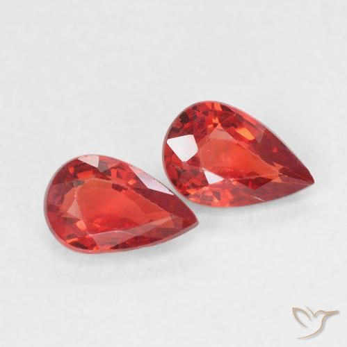 Gemme di Zaffiro Rosso fuoco naturale da 1.06 ct, Forma a pera, VVS-VS
