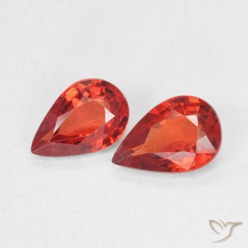 Gemme di Zaffiro Rosso intenso naturale da 0.99 ct, Forma a pera, VVS-VS