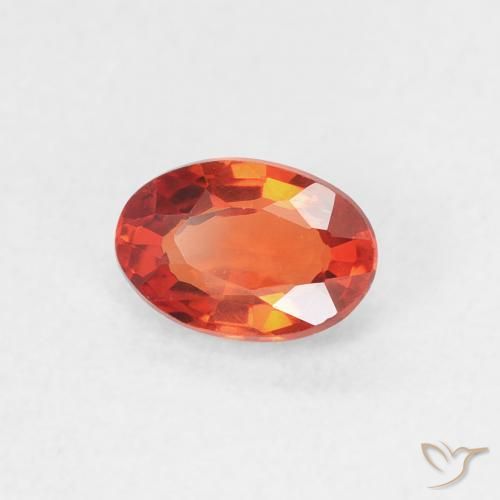 Zaffiro Arancione rossastra naturale da 0.64 ct, Ovale, VVS