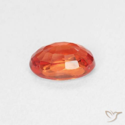 Zaffiro Arancione rossastra naturale da 0.64 ct, Ovale, VVS