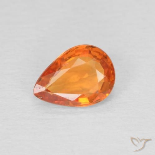 0.69ct Naturale Arancione brillante Zaffiro, Forma a pera, VS