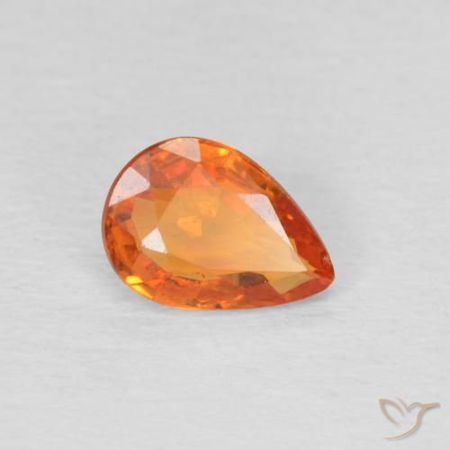 Zaffiro Arancione brillante naturale da 0.69 ct, Forma a pera, VS