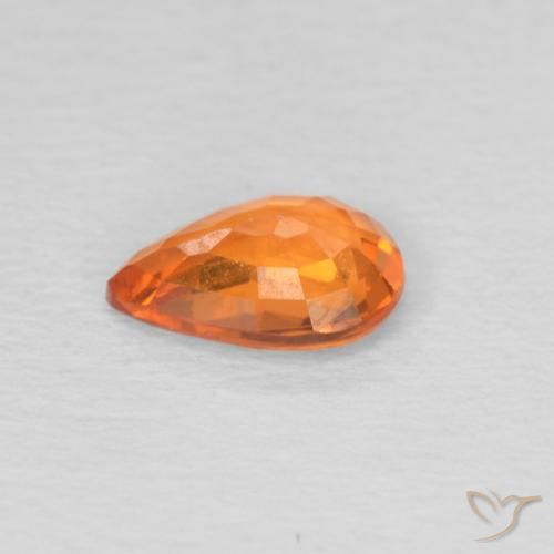 Zaffiro Arancione brillante naturale da 0.69 ct, Forma a pera, VS