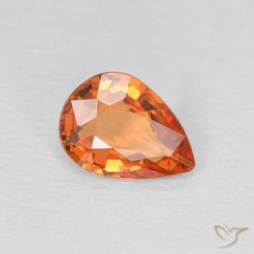 Zaffiro Arancione brillante naturale da 0.69 ct, Forma a pera, VS
