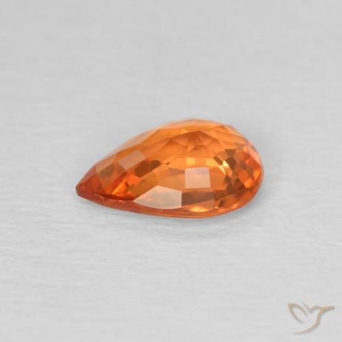Zaffiro Arancione brillante naturale da 0.69 ct, Forma a pera, VS