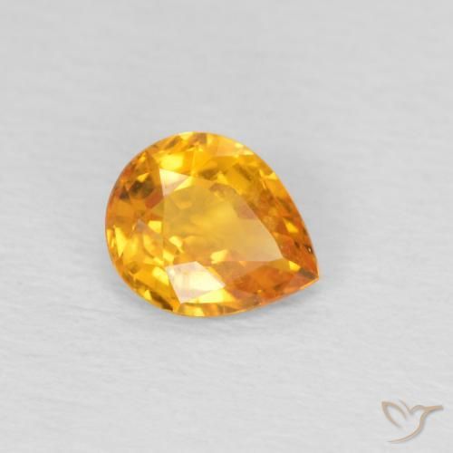 Zaffiro Arancio-Oro naturale da 0.70 ct, Forma a pera, VS