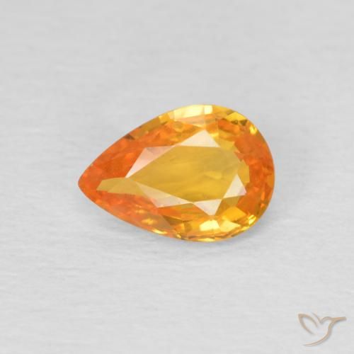 0.68ct Naturale Arancio Medio Zaffiro, Forma a pera, VS