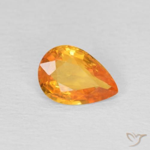 Zaffiro Arancio Medio naturale da 0.68 ct, Forma a pera, VS