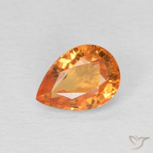 1.05ct Naturale Arancione brillante Zaffiro, Forma a pera, VS
