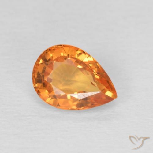 Zaffiro Arancione brillante naturale da 1.05 ct, Forma a pera, VS