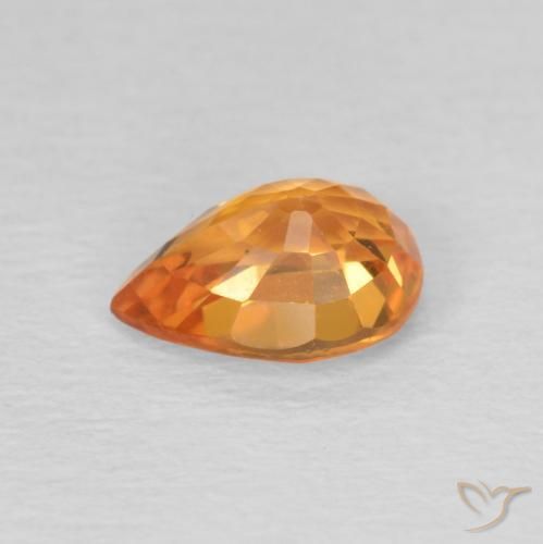 Zaffiro Arancione brillante naturale da 1.05 ct, Forma a pera, VS