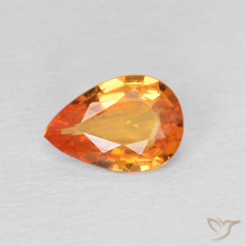 0.69ct Naturale Arancione brillante Zaffiro, Forma a pera, VVS-VS