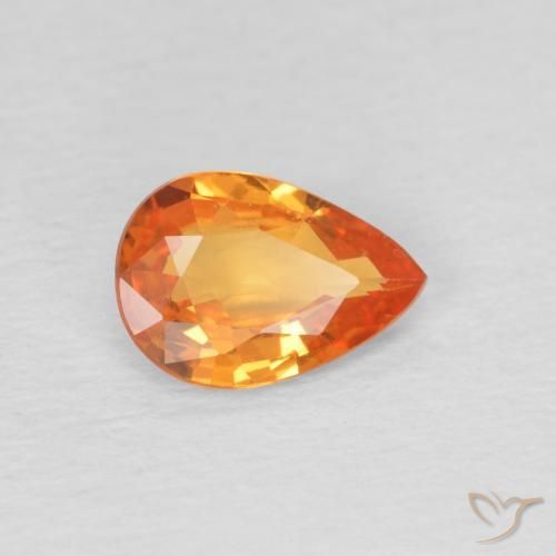 Zaffiro Arancione brillante naturale da 0.69 ct, Forma a pera, VVS-VS