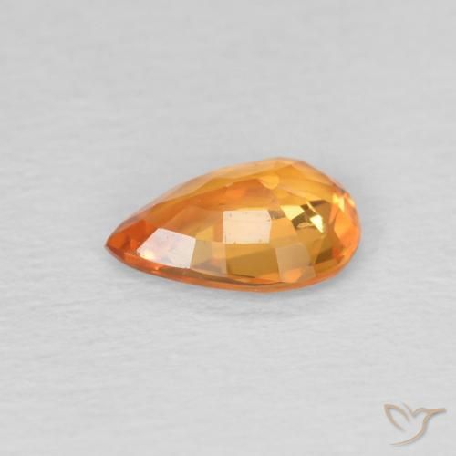 Zaffiro Arancione brillante naturale da 0.69 ct, Forma a pera, VVS-VS
