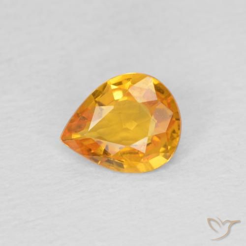 0.60ct Naturale Arancio Medio Zaffiro, Forma a pera, VVS-VS