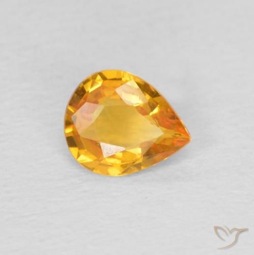 Zaffiro Arancio Medio naturale da 0.60 ct, Forma a pera, VVS-VS