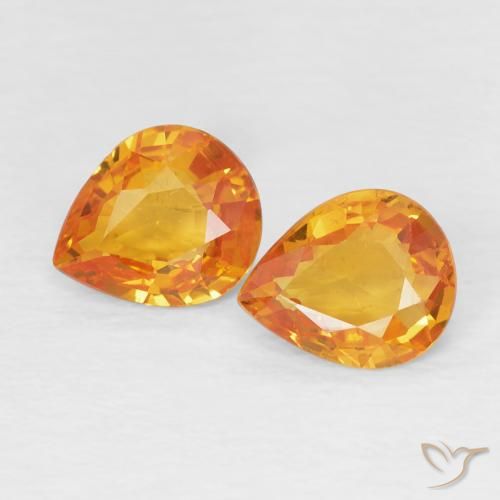Gemme di Zaffiro Albicocca Arancia naturale da 1.23 ct, Forma a pera, VVS-VS