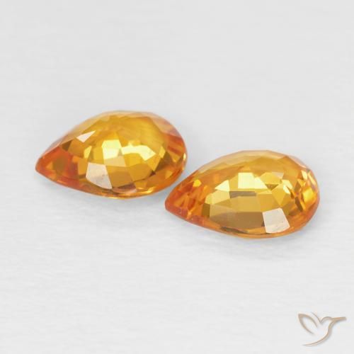 Gemme di Zaffiro Albicocca Arancia naturale da 1.23 ct, Forma a pera, VVS-VS