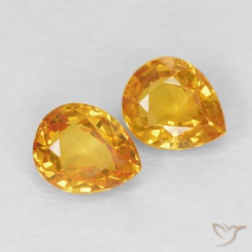 Gemme di Zaffiro Arancio Medio naturale da 1.54 ct, Forma a pera, VVS-VS