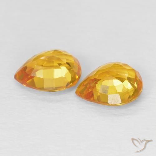 Gemme di Zaffiro Arancio Medio naturale da 1.54 ct, Forma a pera, VVS-VS