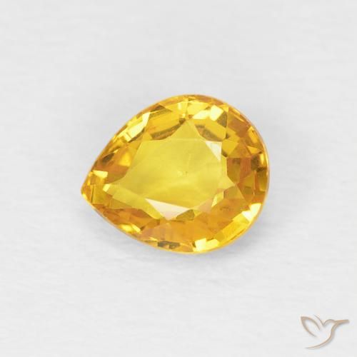 Zaffiro Dorato naturale da 0.88 ct, Forma a pera, VVS-VS